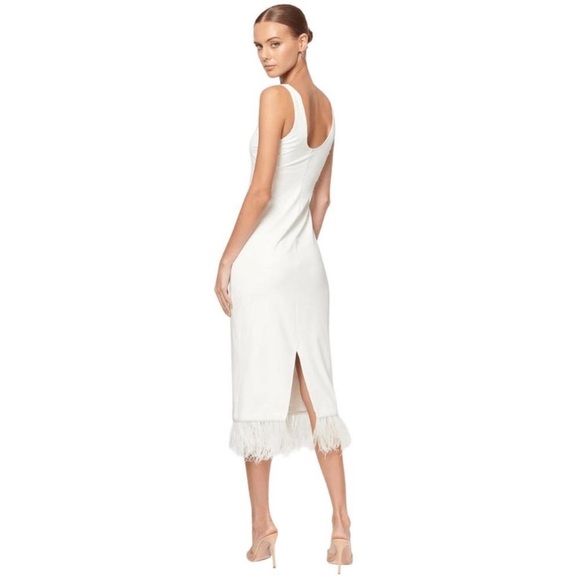 CAMI NYC reba beaded and feather hem in White Sleeveless Dress - Picture 3 of 5